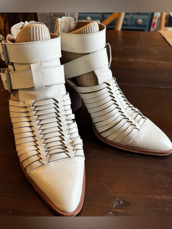 Gianni Bini Shoes - Gianni Bini Woven Pointed Moccasin Style Boots - White
